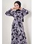 Kadın BDART Düğmeli Yaka ile Çiçekli Maxi Elbise Black 2