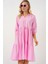 Kadın BDART Düğme Kapatmalı Dokulu Midi Elbise Karanfil Pembesi 1
