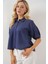 Kadın BDART Bol Kesim Düğmeli Kısa Gömlek Lacivert 3