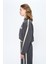 Şerit Detaylı Fermuarlı Crop Sweatshirt Antrasit 4