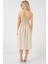 Kadın BDART Kare Yaka Dokulu Midi Elbise Krem Doğal 6
