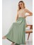 Kadın BDART Çekmece Bel Detaylı Dokulu Maxi Etek Zümrüt Yeşili 3