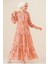 Kadın BDART Düğmeli Yaka ile Çiçekli Maxi Elbise Pink 1