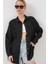 Kadın BDART Cepli Uzun Kollu Oversize Keten Karışımlı Gömlek Black 7