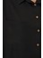 Kadın BDART Cepli Uzun Kollu Oversize Keten Karışımlı Gömlek Black 9