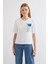 Kadın BDART Baskılı Yuvarlak Yaka Kısa Kollu Tişört Maya Mavisi 1