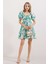 Kadın BDART Kemerli Kısa Mini Elbise ile Kare Yaka Nane Yeşili 2