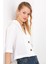 Kadın BDART Dokulu Kısa Ceket, Gömlek Yaka ile White 2