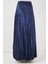 Kadın BDART Beli Lastikli Dokulu Saten Maxi Etek Lacivert 6