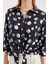 Kadın BDART Fiyonk Detaylı Desenli Viskon Gömlek Siyah 3