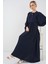 Kadın BDART Düğmeli Tekstil Desenli Max Dress Blue 3