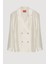 Dokulu Oversize Blazer Ceket Ekru 2