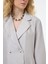 Dokulu Oversize Blazer Ceket Gri 4