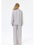 Dokulu Oversize Blazer Ceket Gri 5