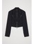 Önden Fermuarlı Crop Blazer Ceket Lacivert 2