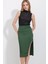 Kadın BDART Zincir Detaylı Dokulu Midi Etek Green 3