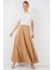 Kadın BDART Astarlı Dokulu Maxi Etek Natural 1