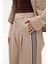 Şerit Detaylı Pileli Yüksek Bel Bol Paça Pantolon Bej 3