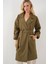 Kadın BDART Desenli Polyester Trençkot, Şal Yaka Haki Yeşil 4