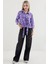 Kadın BDART Fiyonk Detaylı Desenli Viskon Gömlek Purple 2