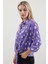 Kadın BDART Fiyonk Detaylı Desenli Viskon Gömlek Purple 3