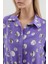 Kadın BDART Fiyonk Detaylı Desenli Viskon Gömlek Purple 4