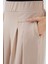 Kadın BDART Plise Detaylı Geniş Paça Krep Pantolon Krem Doğal 5