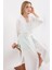 Kadın BDART Midi Pompom Şal Yaka Kimono Beyaz 4