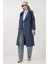 Kadın BDART Cepli Çift Düğmeli Uzun Trençkot Lacivert 2