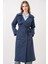 Kadın BDART Cepli Çift Düğmeli Uzun Trençkot Lacivert 4