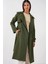 Kadın BDART Cepli Çift Düğmeli Uzun Trençkot Haki Yeşil 1
