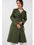 Kadın BDART Cepli Çift Düğmeli Uzun Trençkot Haki Yeşil 4