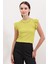 Kadın BDART Nakışlı Dokulu Yuvarlak Yakalı Bluz Yellow 1