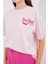 Kadın BDART Baskılı Düz Yaka Bol Kesim Tişört Toz Pembe 4