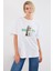 Kadın BDART Baskılı Oversize Yuvarlak Yaka Tişört White 1