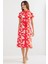 Kadın BDART Kemerli Çiçekli Midi Elbise Red 2