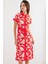 Kadın BDART Kemerli Çiçekli Midi Elbise Red 3
