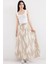 Kadın BDART Lastik Bel Detaylı Desenli Maxi Etek Natural 3