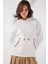 Kadın BDART Ponponlu Kapüşonlu Oversized Sweatshirt Beyaz 1