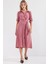 Kadın BDART Gömlek Yaka ve Char Bow ile Dokulu Midi Elbise Tozlu Gül Pembesi 2