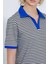 Kadın BDART Kısa Kollu Çizgili Polo Tişört Blue 3