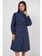 Kadın BDART Uzun Astarlı Trençkot, Düşük Yaka Lacivert 2