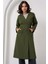 Kadın BDART Çift Düğmeli Uzun Trençkot Haki Yeşil 2