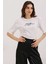Kadın BDART Yıkama Yaka İşlemeli Oversized Dokulu T-Shirt Beyaz 3