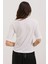 Kadın BDART Yıkama Yaka İşlemeli Oversized Dokulu T-Shirt Beyaz 5