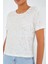 Kadın BDART Arka Baskılı Cropp Tişört Krem Doğal 4