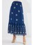 Kadın BDART Çiçek Desenli Maxi Etek Lacivert 3
