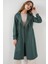 Kadın BDART Düğmeli Kruvaze Yaka Uzun Trençkot Zümrüt Yeşili 2