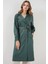 Kadın BDART Düğmeli Kruvaze Yaka Uzun Trençkot Zümrüt Yeşili 4