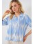 Kadın BDART Düğmeli Desenli Kısa Gömlek Maya Mavisi 4